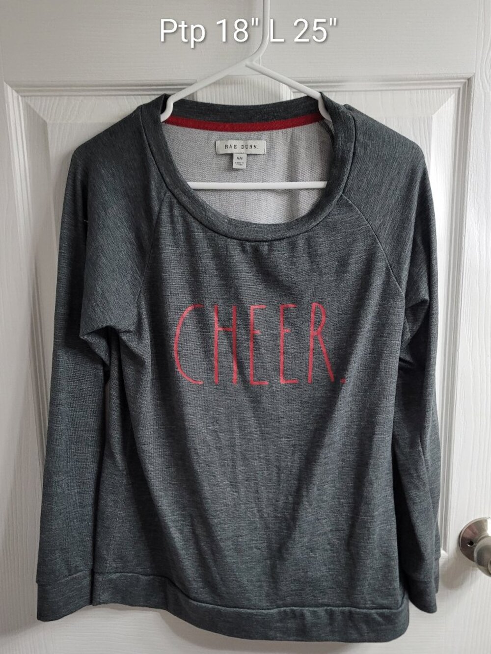 #891 FREE W PURCHASE Rae Dunn Cheer Long Sleeve Sweater sz M